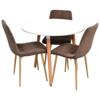 Обеденные стол со стульями Evelin DT 404-1+3 (XR-154WO) Круглая / ДСП / Темно-бежевый