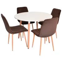 Обеденные стол со стульями Evelin DT 402-1+4 (XR-154WO) Круглая / ДСП / Темно-бежевый