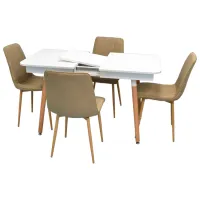 Set masă și scaune Evelin DT 431-1R Wo+4 (XR-154WO) Dreptunghiulară / PAL / Light Beige