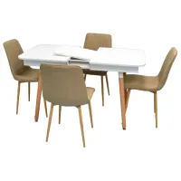 Set masă și scaune Evelin DT 431-1R Wo+4 (XR-154WO) Dreptunghiulară / PAL / Beige