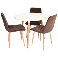 Set masă și scaune Evelin DT 404-1+3 (XR-154WO) Rotundă / PAL / Beige