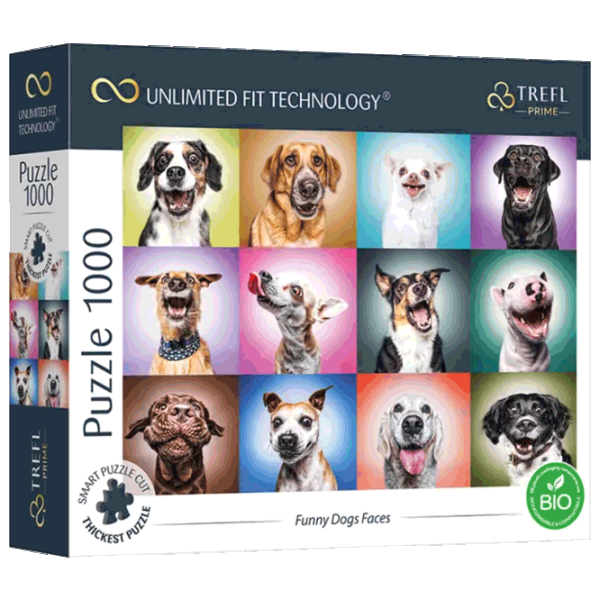 Puzzle Trefl Funny Dogs Faces 12+/ Numărul de piese: 1000 photo 1