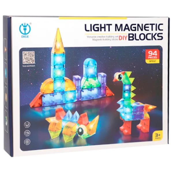 Конструктор New World Light Magnetic Blocks Магнитный/ Разноцветный photo 1