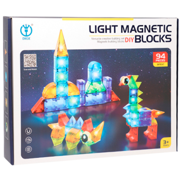 Конструктор New World Light Magnetic Blocks Магнитный/ Разноцветный photo 1