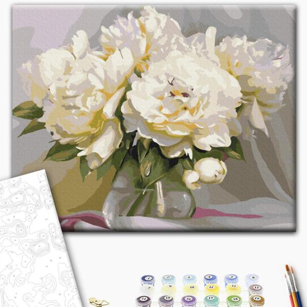 Картина по номерам BrushMe Изысканная нежность пионов BS51373 50 x 40 см / Горизонтальная photo 2