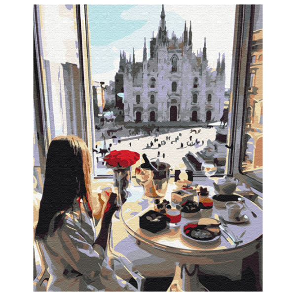 Pictură pe numere BrushMe Mic dejun în Milano BS33249 50 x 40 cm / Verticală photo 1