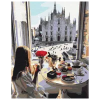 Pictură pe numere BrushMe Mic dejun în Milano BS33249 50 x 40 cm / Verticală