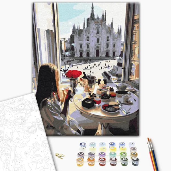 Pictură pe numere BrushMe Mic dejun în Milano BS33249 50 x 40 cm / Verticală photo 3