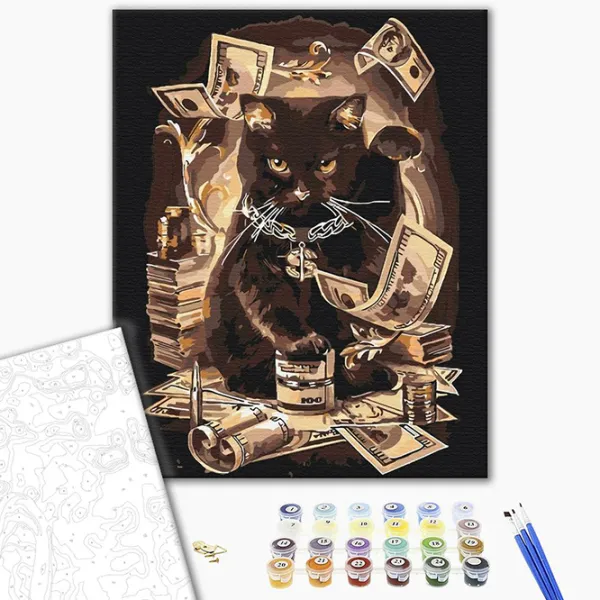 Pictură pe numere BrushMe Pisica care aduce bani BS8911 50 x 40 cm / Verticală photo 3