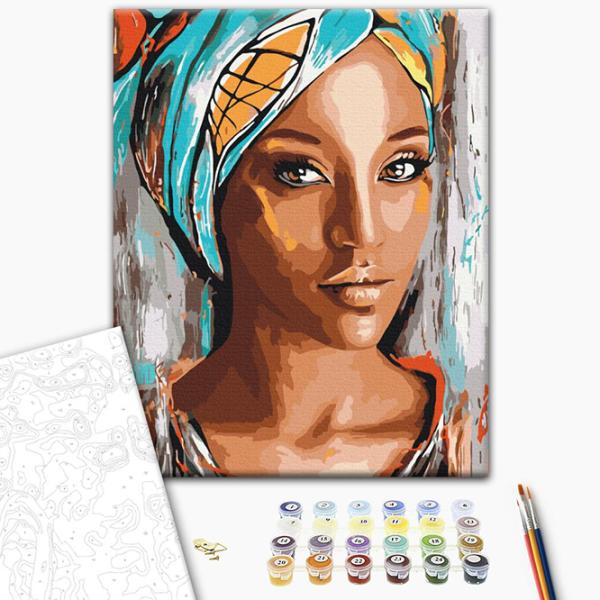 Pictură pe numere BrushMe Portretul femeiei africane BS51956 50 x 40 cm / Verticală photo 4