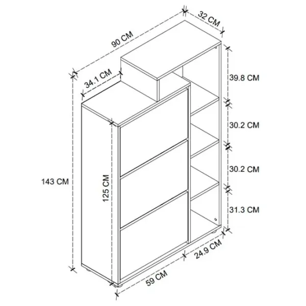 Dulap pentru încălțăminte Nex Home Lego 143 x 90 x 32 /White /White photo 2 Dulap pentru încălțăminte Nex Home Lego 143 x 90 x 32 /White /White photo 2