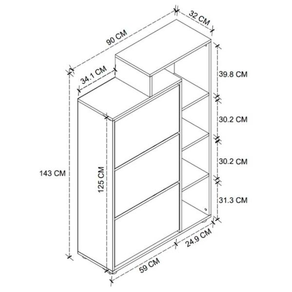 Dulap pentru încălțăminte Nex Home Lego 143 x 90 x 32 /White /White photo 2 Dulap pentru încălțăminte Nex Home Lego 143 x 90 x 32 /White /White photo 2