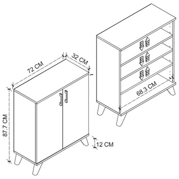 Dulap pentru încălțăminte Nex Home Ceren 88 x 72 x 32 /White /White photo 5 Dulap pentru încălțăminte Nex Home Ceren 88 x 72 x 32 /White /White photo 5