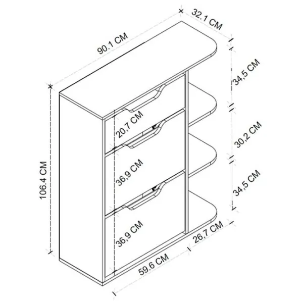 Dulap pentru încălțăminte Nex Home Smyrna 106 x 90 x 32 /White /White photo 4 Dulap pentru încălțăminte Nex Home Smyrna 106 x 90 x 32 /White /White photo 4