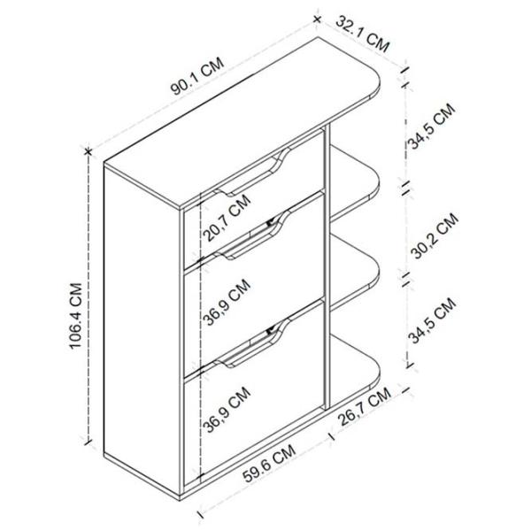 Dulap pentru încălțăminte Nex Home Smyrna 106 x 90 x 32 /White /White photo 4 Dulap pentru încălțăminte Nex Home Smyrna 106 x 90 x 32 /White /White photo 4