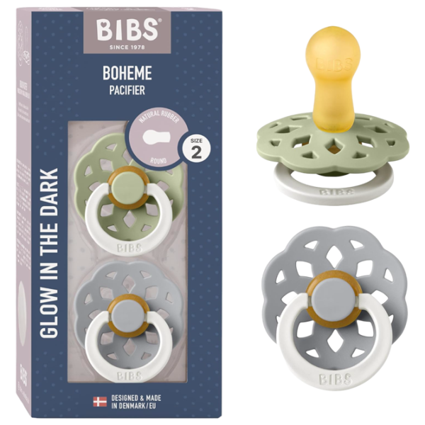 Соска круглая Bibs Boheme GLOW 240124  Унисекс / 6 месяцев - 18 месяцев / Латекс / Cloud Grey photo 3