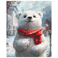 Pictură pe numere BrushMe Ursuleț cu eșarfă roșie BS54188 50 x 40 cm / Verticală