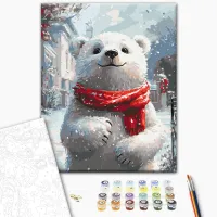 Картина по номерам BrushMe Медвежонок с красным шарфом BS54188 50 x 40 см / Вертикальная photo 3
