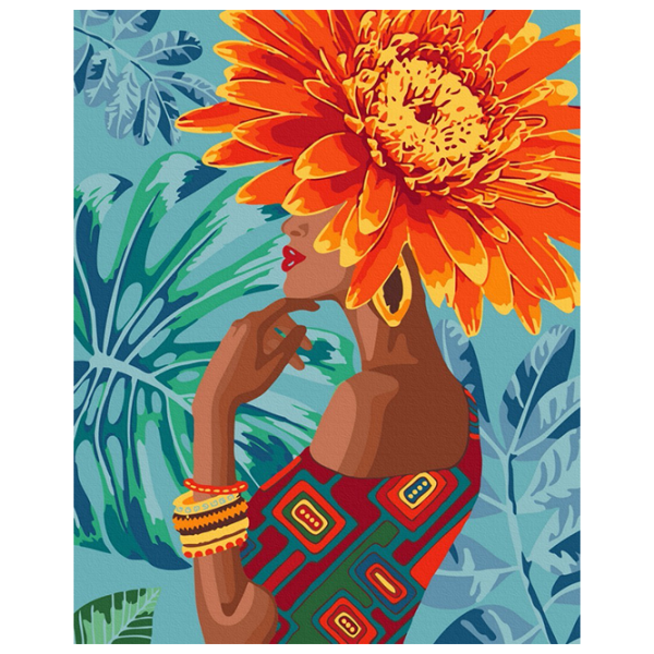 Pictură pe numere BrushMe Fată floare tropicală BS40015 50 x 40 cm / Verticală photo 1 Pictură pe numere BrushMe Fată floare tropicală BS40015 50 x 40 cm / Verticală photo 1
