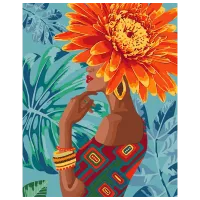Pictură pe numere BrushMe Fată floare tropicală BS40015 50 x 40 cm / Verticală