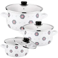 Набор кастрюль Tadar Folklor 3.9л Нержавеющая сталь / Белый