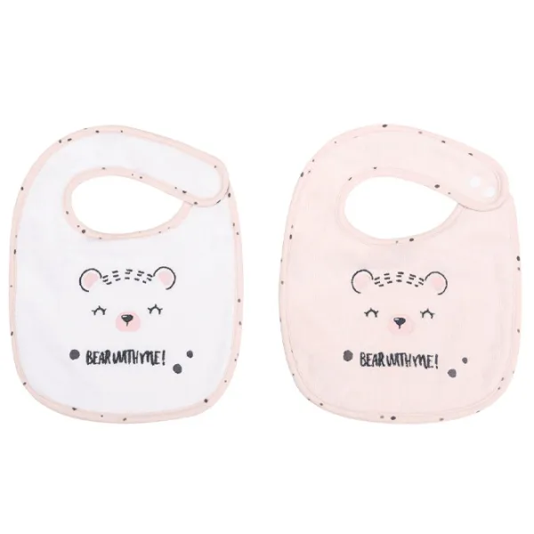 Слюнявчик Kikka Boo Bear With Me  Классическая / Хлопок / Розовый photo 1