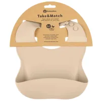 Слюнявчик Petite&Mars Take&Match Классическая / Силикон / Пустынный песок