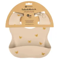 Слюнявчик Petite&Mars Take&Match Классическая / Силикон / Песочный