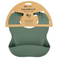 Слюнявчик Petite&Mars Take&Match Классическая / Силикон / Зеленый