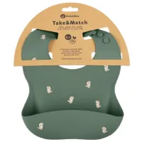 Слюнявчик Petite&Mars Take&Match Классическая / Силикон / Зеленый