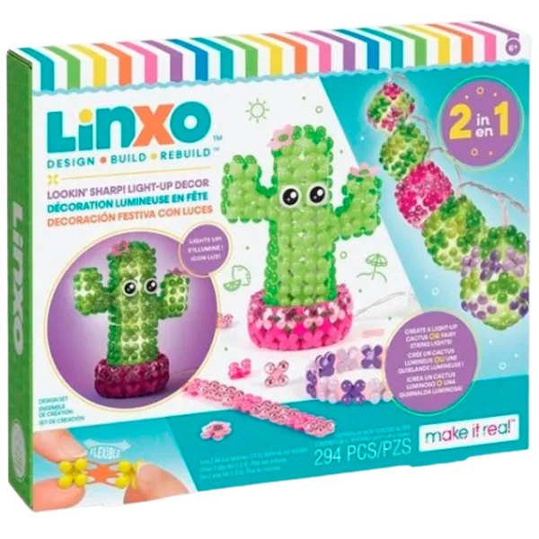 Креативный набор Make It Real Glowing Cactus LinXo Lookin Sharp Light Up Decor 695929061203 8+ / Разноцветный Разноцветный photo 1
