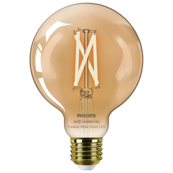 Умная лампочка светодиодная филаментная Philips Globe WIZ 929003018321 E27 / 7 Вт / 2000 K / 640лм / White photo 1 Умная лампочка светодиодная филаментная Philips Globe WIZ 929003018321 E27 / 7 Вт / 2000 K / 640лм / White photo 1