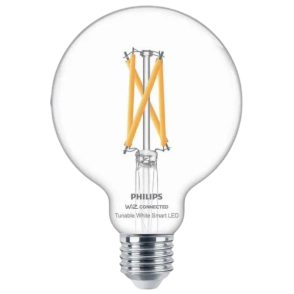 Умная лампочка светодиодная филаментная Philips Globe WIZ 929003018221 E27 / 7 Вт / 6500 К / 806лм / White photo 1 Умная лампочка светодиодная филаментная Philips Globe WIZ 929003018221 E27 / 7 Вт / 6500 К / 806лм / White photo 1