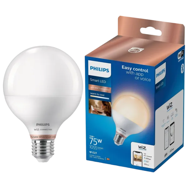 Bec inteligent LED Philips Globe WIZ 929002451021 E27 / 11 W / 6500 K / 1055lm / White photo 4