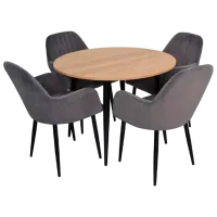 Обеденные стол со стульями Evelin DT 402-2+4 (LC-621B-57) Круглая / ДСП / Тёмно-серый