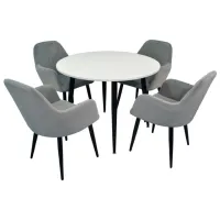 Обеденные стол со стульями Evelin DT 402-3+4 (LC-621B-57) Круглая / ДСП / Тёмно-серый