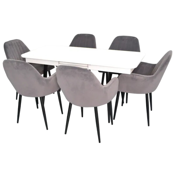 Обеденные стол со стульями Evelin DT 432-1RB+4 (LC-621B-57) Прямоугольная / ДСП / Тёмно-серый photo 1