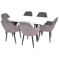 Set masă și scaune Evelin DT 432-1RB+4 (LC-621B-57) Dreptunghiulară / PAL / Dark Gray