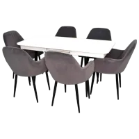 Обеденные стол со стульями Evelin DT 432-1RB+6 (LC-621B-57) Прямоугольная / ДСП / Тёмно-серый