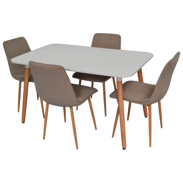 Обеденные стол со стульями Evelin DT 405-1+4 (XR-154WO) Прямоугольная / ДСП / Light Beige photo 1