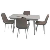 Set masă și scaune Evelin DT 431-1R+4 (XR-154Wh) Dreptunghiulară / PAL / Light Gray