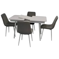 Set masă și scaune Evelin DT 431-1R+4 52 (XR-154Wh) Dreptunghiulară / PAL / Light Gray