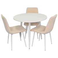 Set masă și scaune Evelin DT 404-5+3 8 (XR-154Wh) Rotundă / PAL / Light Beige