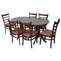 Обеденные стол со стульями Evelin HV-24V+6 (F-789) Овальная / Дерево / Chocolate