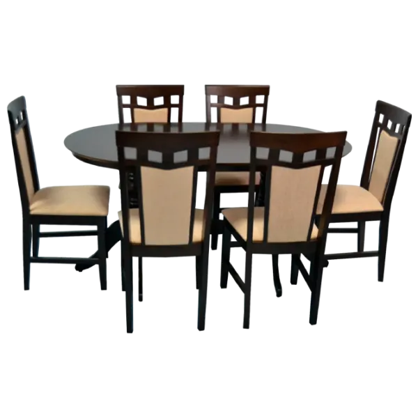 Обеденные стол со стульями Evelin HV-24V+6 Deppa R (F-787) Овальная / Дерево / Chocolate photo 1