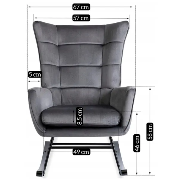 Fotoliu balansoar Mebel Elite Jackson Black Gray photo 3 Fotoliu balansoar Mebel Elite Jackson Black Gray photo 3
