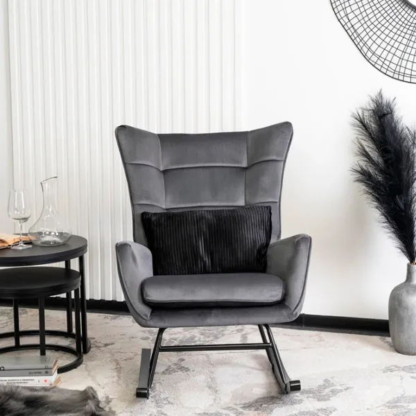 Fotoliu balansoar Mebel Elite Jackson Black Gray photo 5 Fotoliu balansoar Mebel Elite Jackson Black Gray photo 5