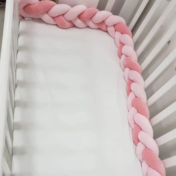 Bară de protecție impletită pentru pătuț Kikka Boo 41109050138  Pink / Pluș  photo 2