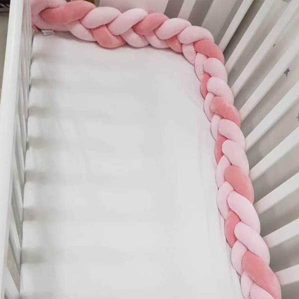 Bară de protecție impletită pentru pătuț Kikka Boo 41109050138  Pink / Pluș  photo 2