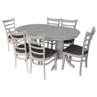 Set masă și scaune Evelin HV-24V+6 Ovală / Lemn / Gray